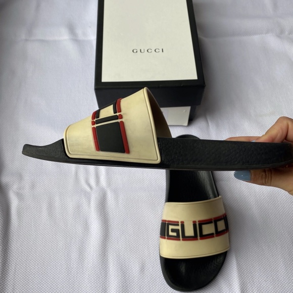 Gucci stripe rubber slide sandal off-white - Picture 8 of 12